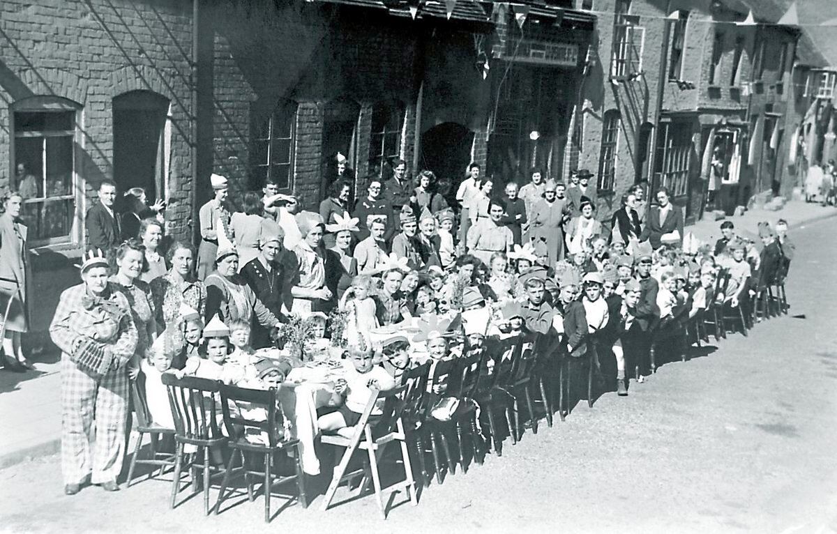 A tea party in Listley Street, Bridgnorth.