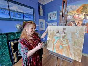 LAST COPYRIGHT TIM STURGESS SHROPSHIRE STAR...... 21/04/2021.  The Angel Gallery, 17 High Street, Broseley, Shropshire gallery preparing to reopen after lockdown. Pictured, Ann Fraser....