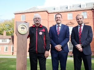 Former world record holder Dave Bedford (left) was the guest of honour for the unveiling at Shrewsbury School.