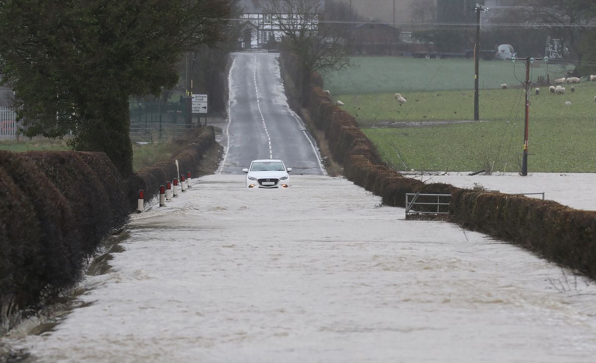 Flooding on the Welshpool to Leighton road.