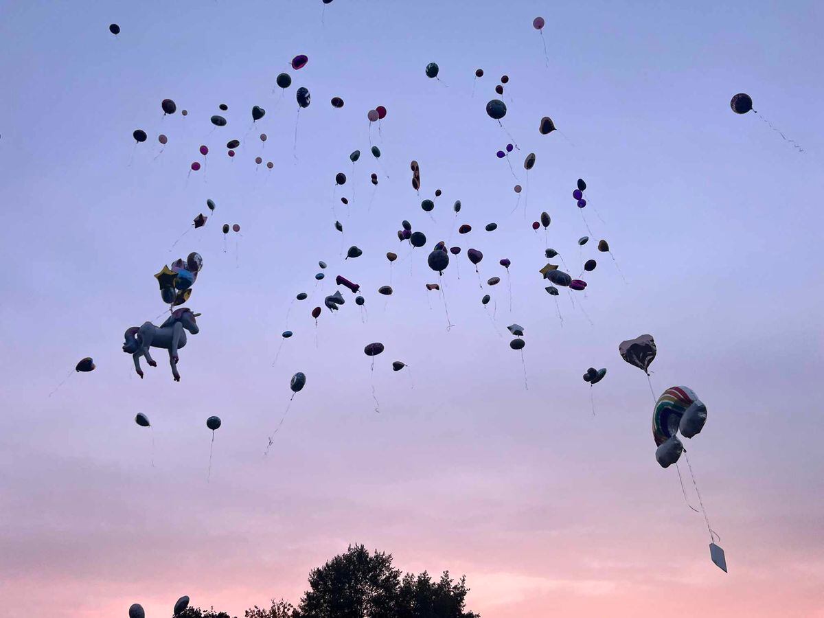 Balloons were released on the playing field near Burton Borough School on what would have been Neve's 13th birthday 