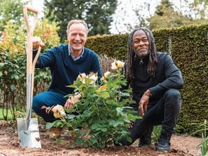 Danny Clarke 'The Black Gardener' with David Austin of David Austin Roses