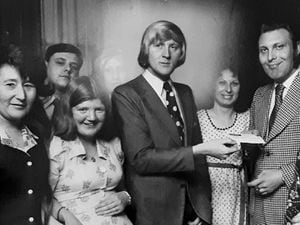ATV Today reporter Chris Tarrant at a charity presentation at the George & Crown pub in Willenhall in May, 1974