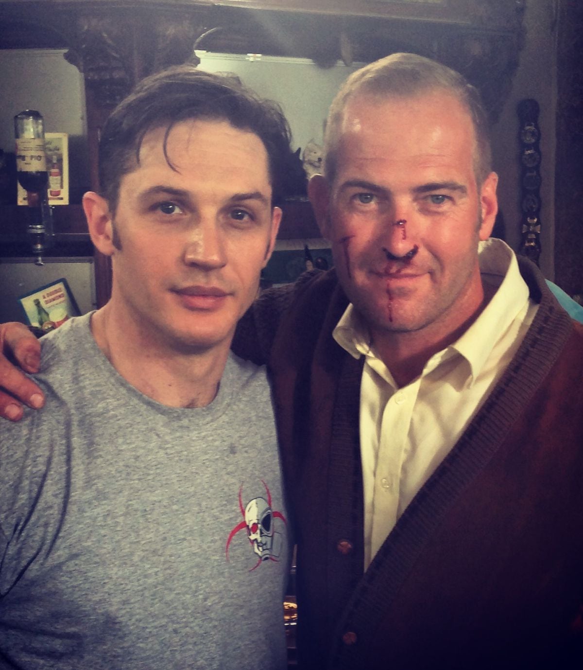 On the set of Legend with Tom Hardy