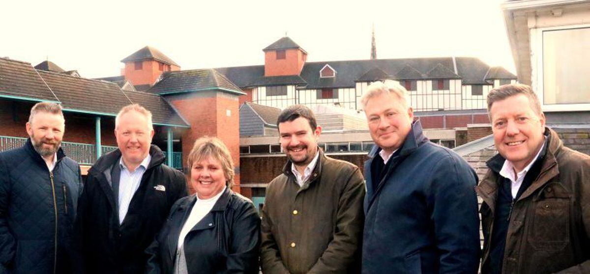 Mark Barrow, Executive Director of Place, Spencer Winter, Projects Director RivingtonHark, Lezley Picton, Leader of Shropshire Council, Dean Carroll, Cabinet member for growth and regeneration, David Lewis, Executive Director RivingtonHark, Andrew Goodwin, Projects Director RivingtonHark
