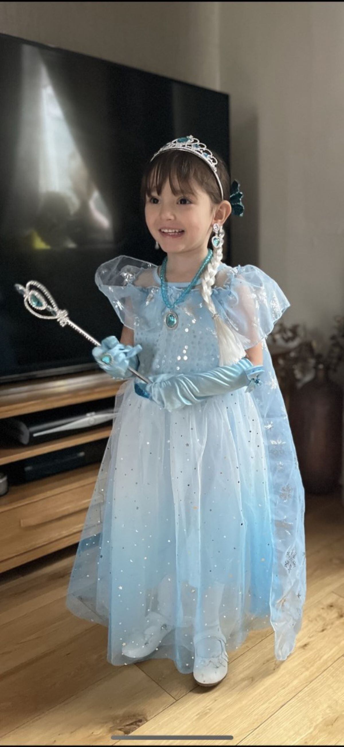 Harlow Peach, age 3 from Little Bells Nursery dressed up as her favourite book character Elsa