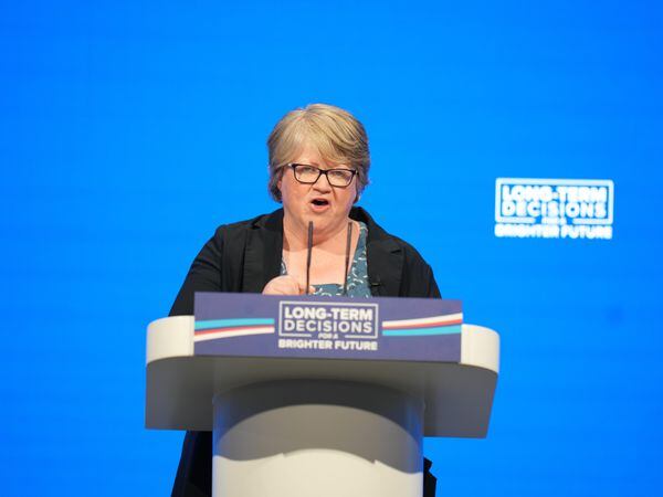 Environment Secretary Therese Coffey delivers a speech during the Conservative Party annual conference