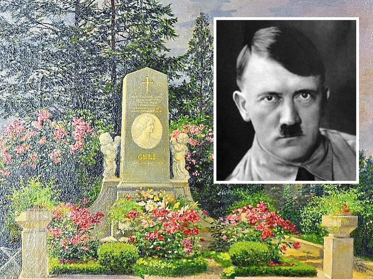 An unsigned painting of the grave of Geli Raubel’s, Adolf Hitler’s niece and possible lover, which is likely to have been painted by Hitler himself