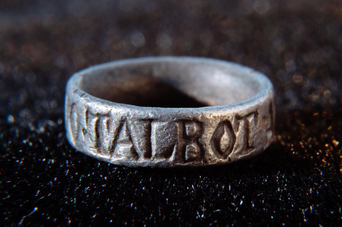 An Elizabethan Hawk ring found near Hodnet, engraved Talbot at Grafton