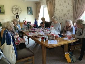 Woore WI members getting ready for their Christmas fair