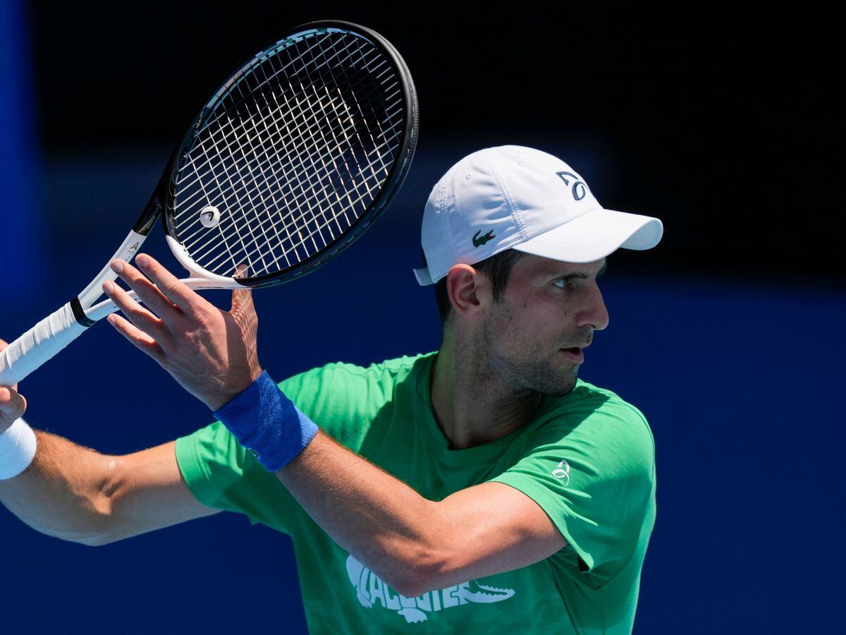 Novak Djokovic has been practising at Melbourne Park amid the uncertainty
