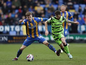 Rob Street of Shrewsbury Town and Jamie Robson of Forest Green Rovers...
