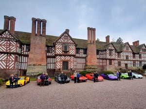 The Lamborghinis outside Pitchford Hall on Sunday