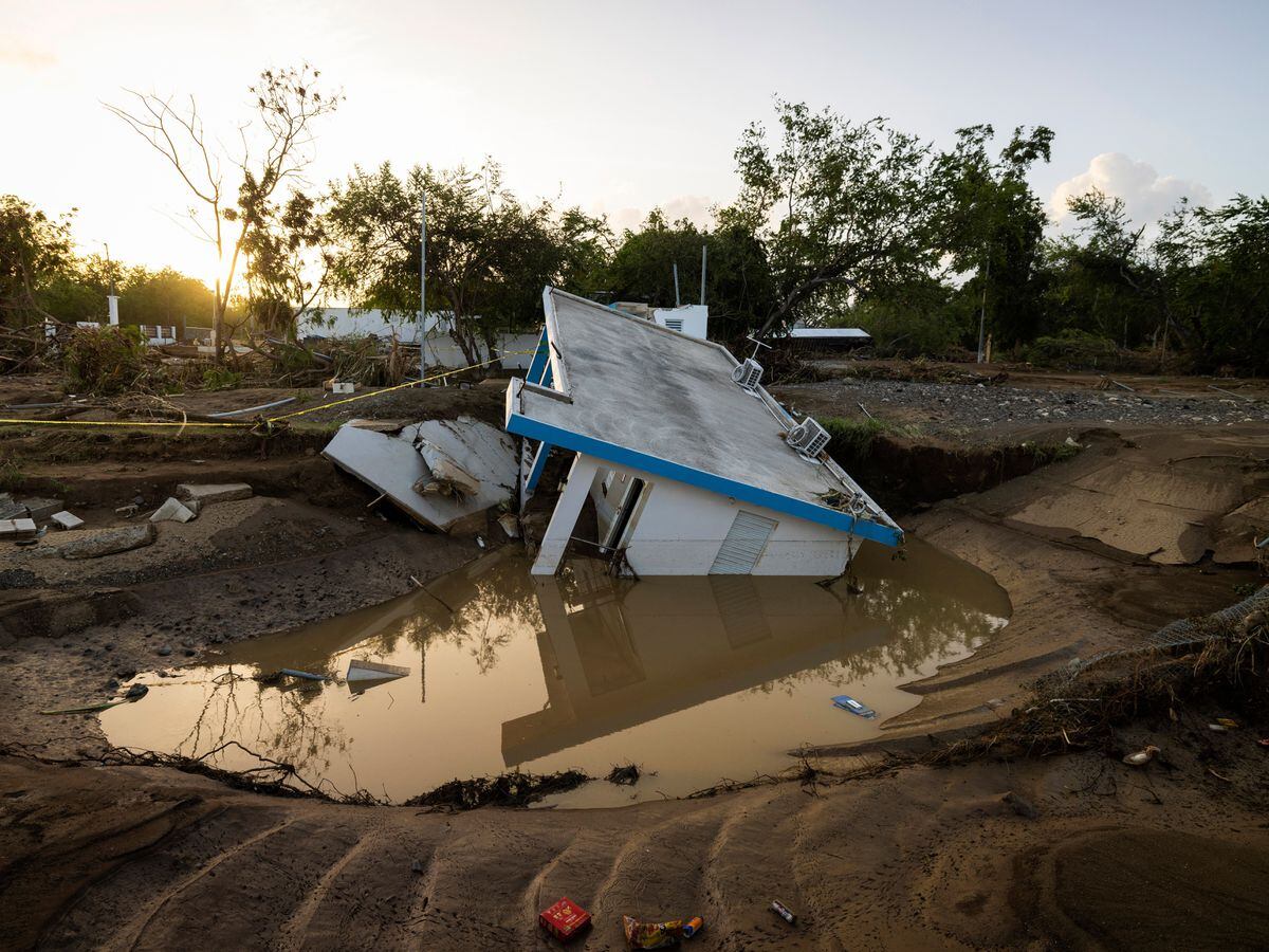 View of a house that was washed away by Hurricane Fiona at Villa Esperanza in Salinas, Puerto Rico