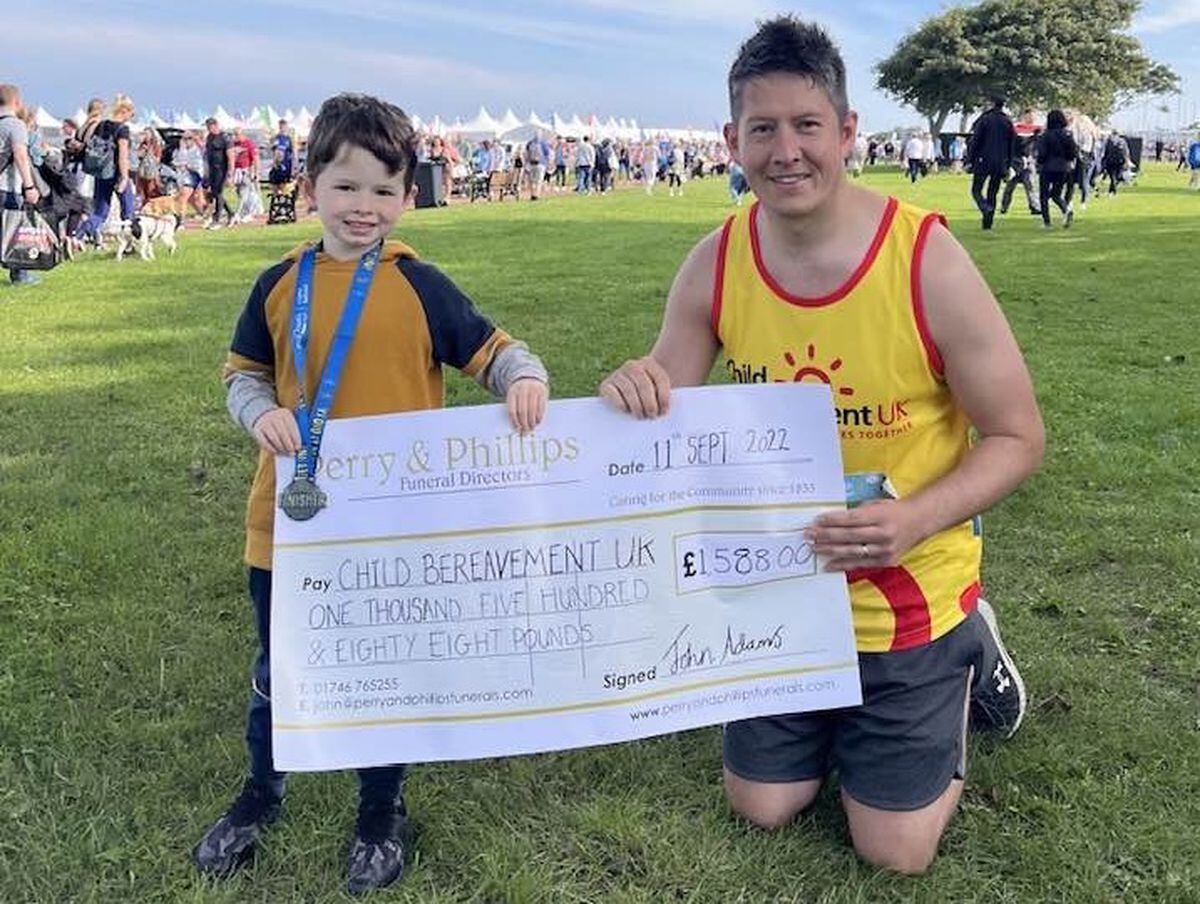 John with his son Jack, five, raised money at the Great North Run 