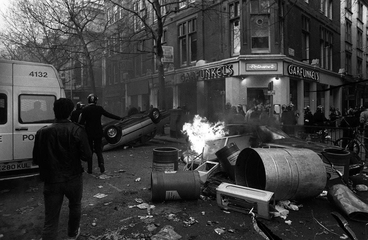 The aftermath of protests in central London.