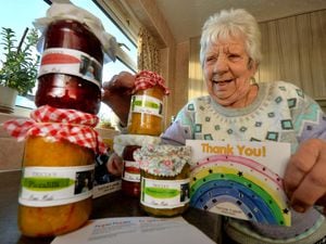 Tricia Kendrick, 84, with some of her preserves