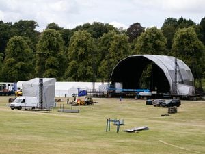 The stage has been set up ahead of the weekend gigs at the Quarry
