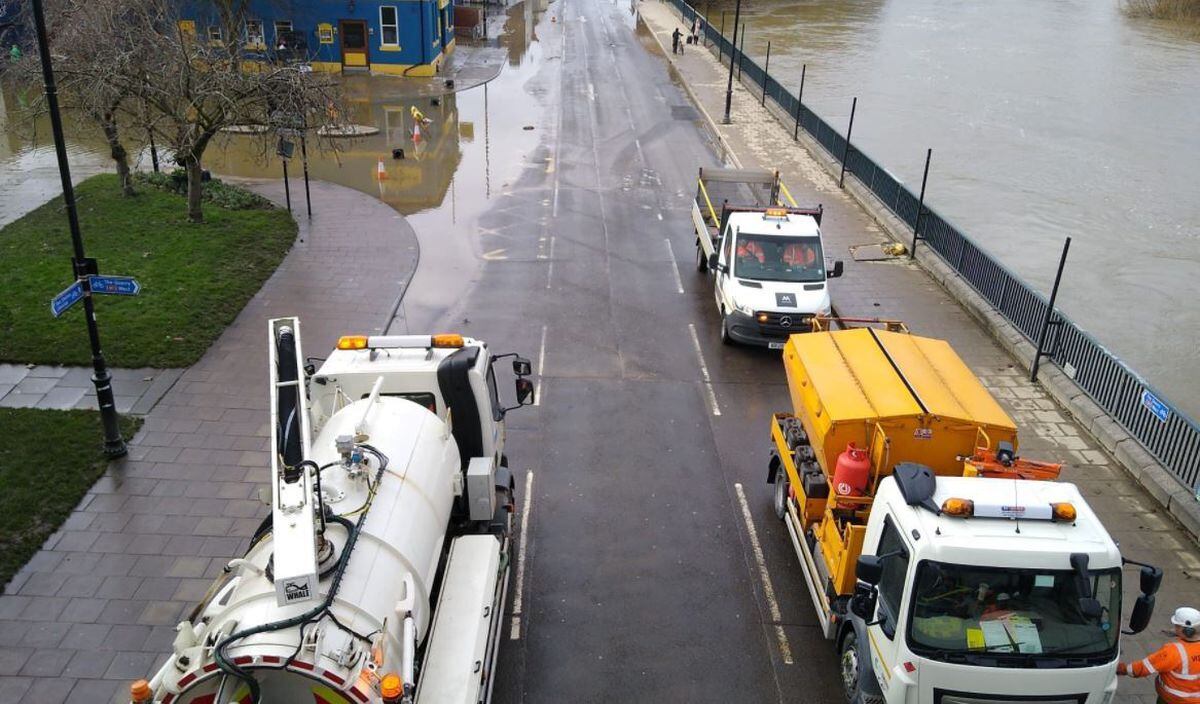 The floods clean up is underway in Smithfield Road, Shrewsbury. Photo: Shropshire Council