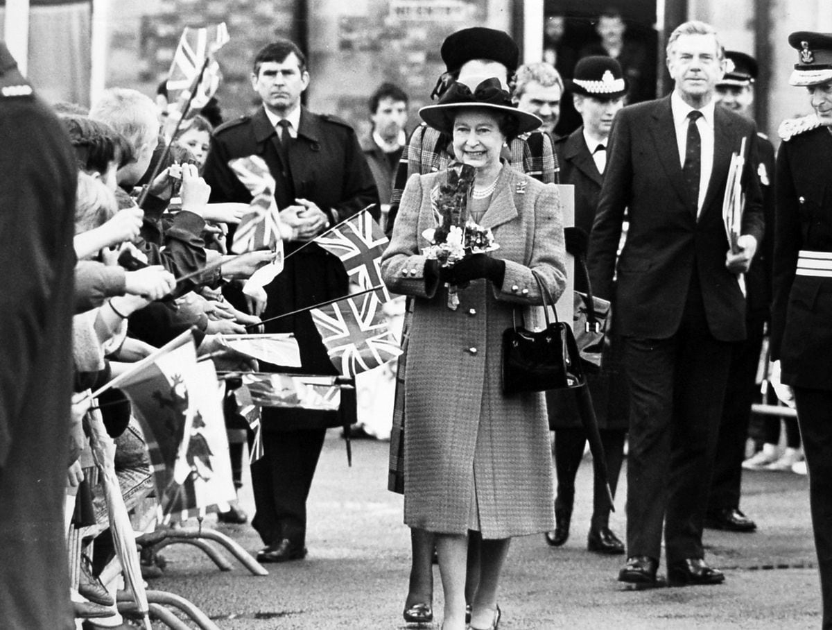 The Queen meets crowds in Welshpool on April 21, 1989, which was her 63rd birthday