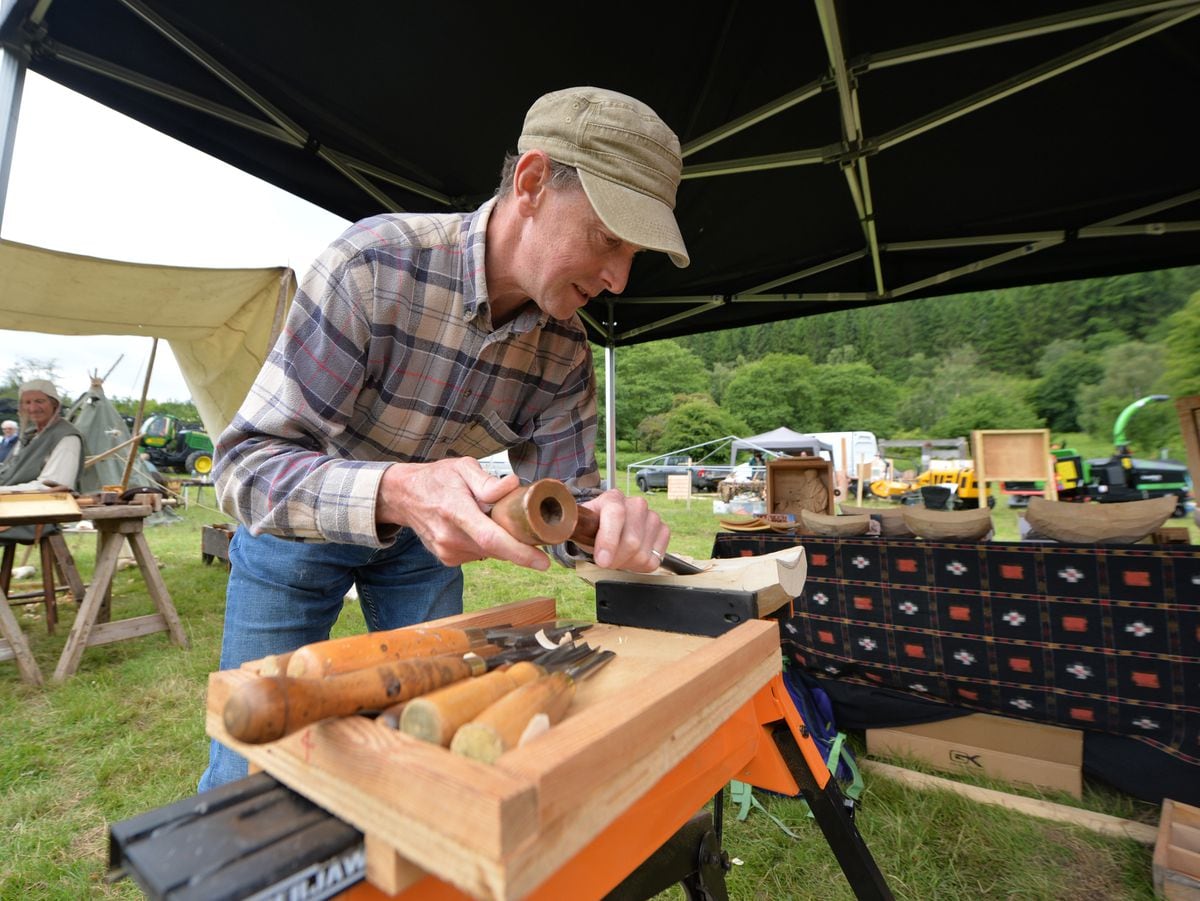 Woodcarver Andy Pearson of Ludlow demonstrates how to make a bowl at the first Festival of the Forest
