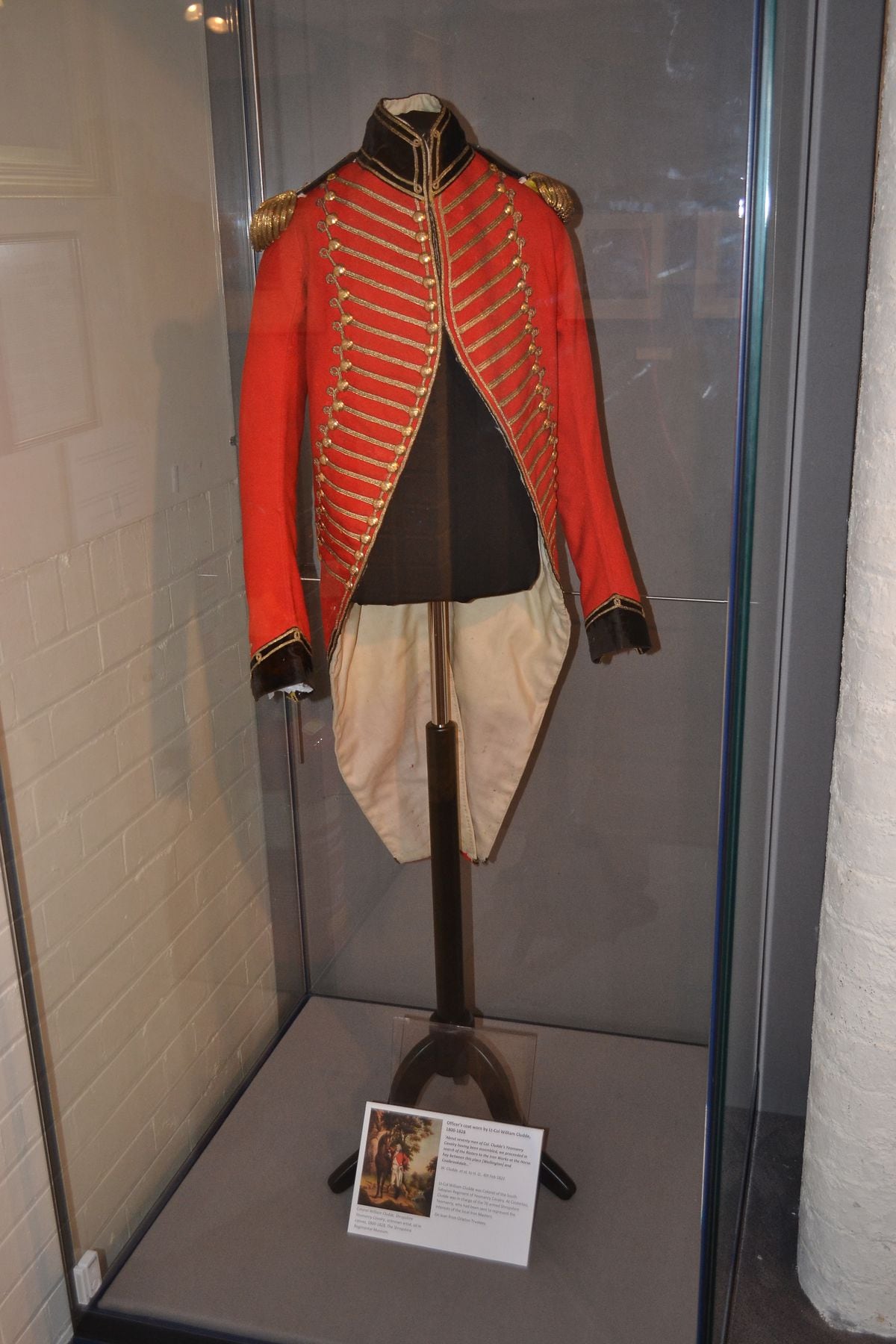 The uniform of Lieutenant Colonel Cludde, who led the troops on that fateful day 200 years ago. 