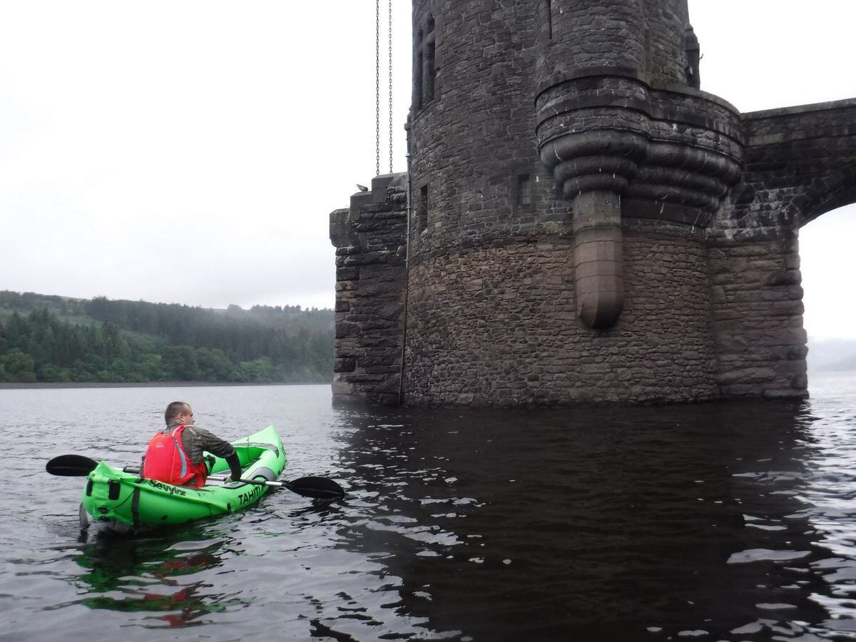 Images from Clive Williams show water levels at Lake Vyrnwy being lower than usual 
