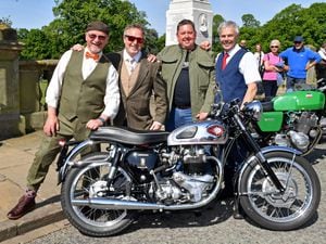 Ken Stoll, Will Hanmer, Keith Griffiths and Simon Jones at annual Distinguished Gentleman's Ride in Shrewsbury at the weekend