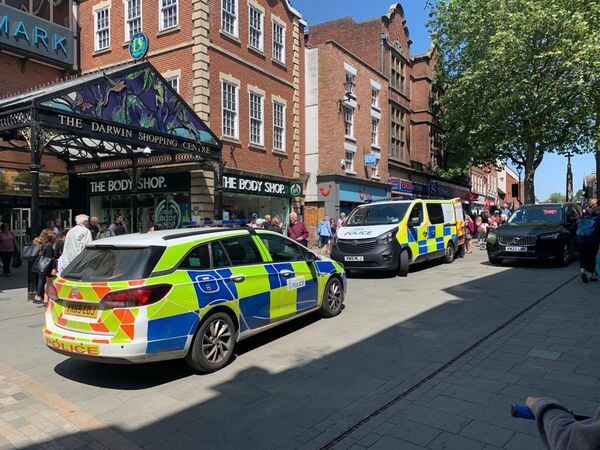Police attended the Darwin Shopping Centre in Shrewsbury. Pictures: Phil Blagg