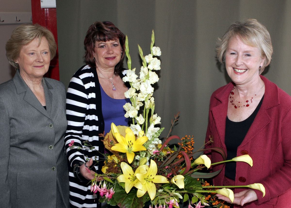A club monthly meeting and demonstration in 2008, from left Margaret Long, Jackie Beard, and Maureen Fullwood.