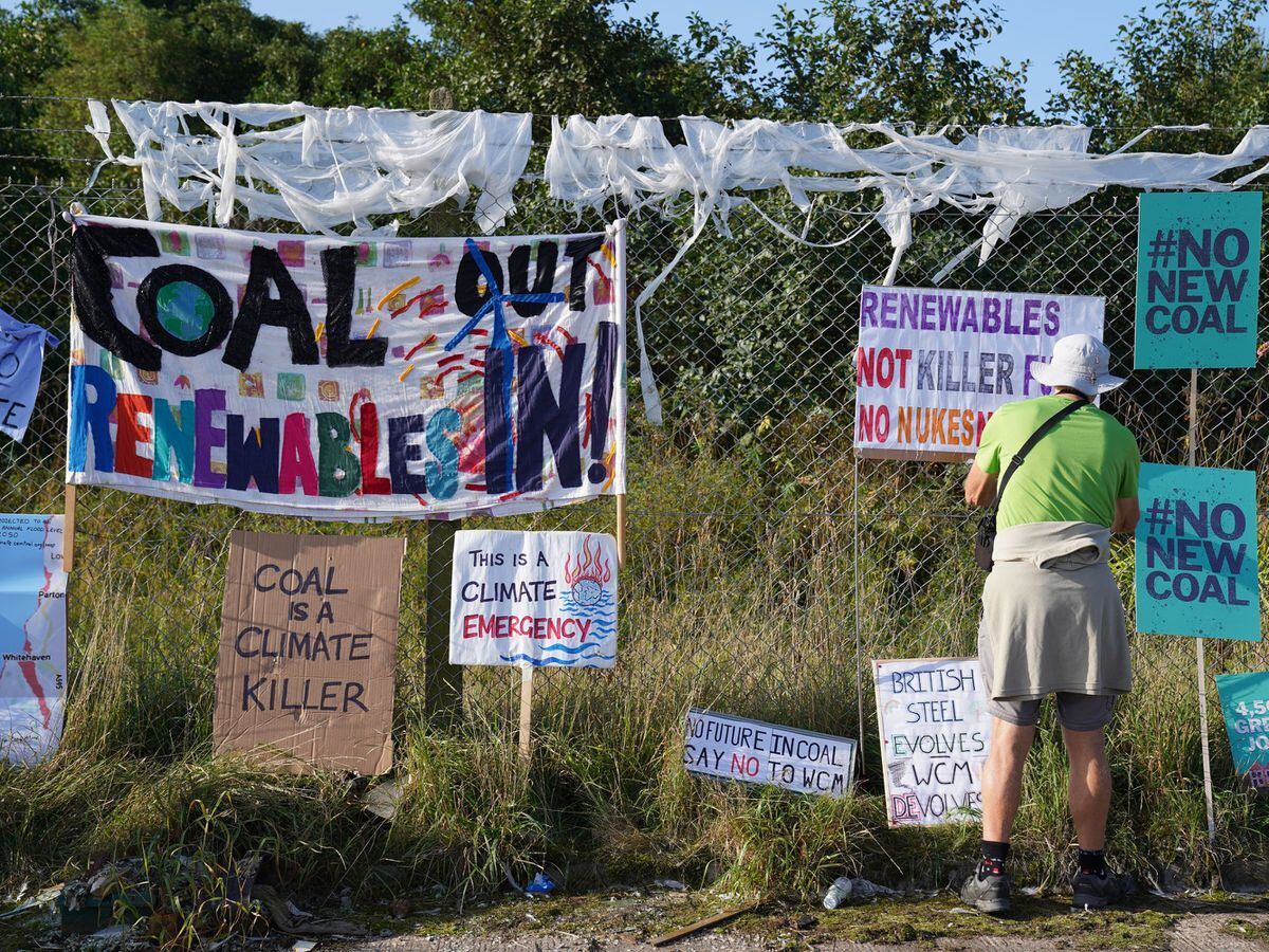 Demonstrators outside the proposed Woodhouse Colliery, south of Whitehaven