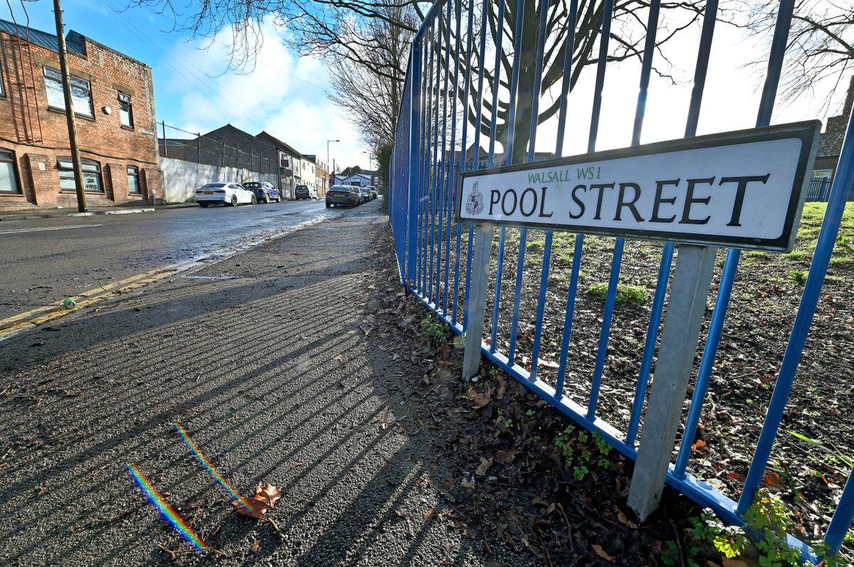 Pool Street, Walsall, which was the scene of a machete attack last night.