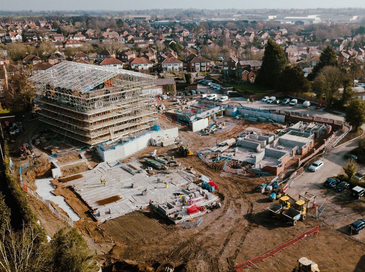 An aerial shot of the site in Whitchurch