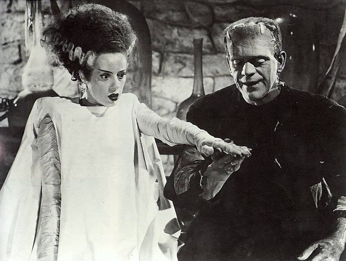 Elsa Lanchester and Boris Karloff in Bride of Frankenstein