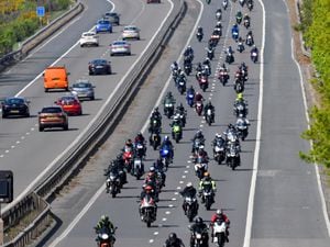 Bikers make their way down the A5 eastbound