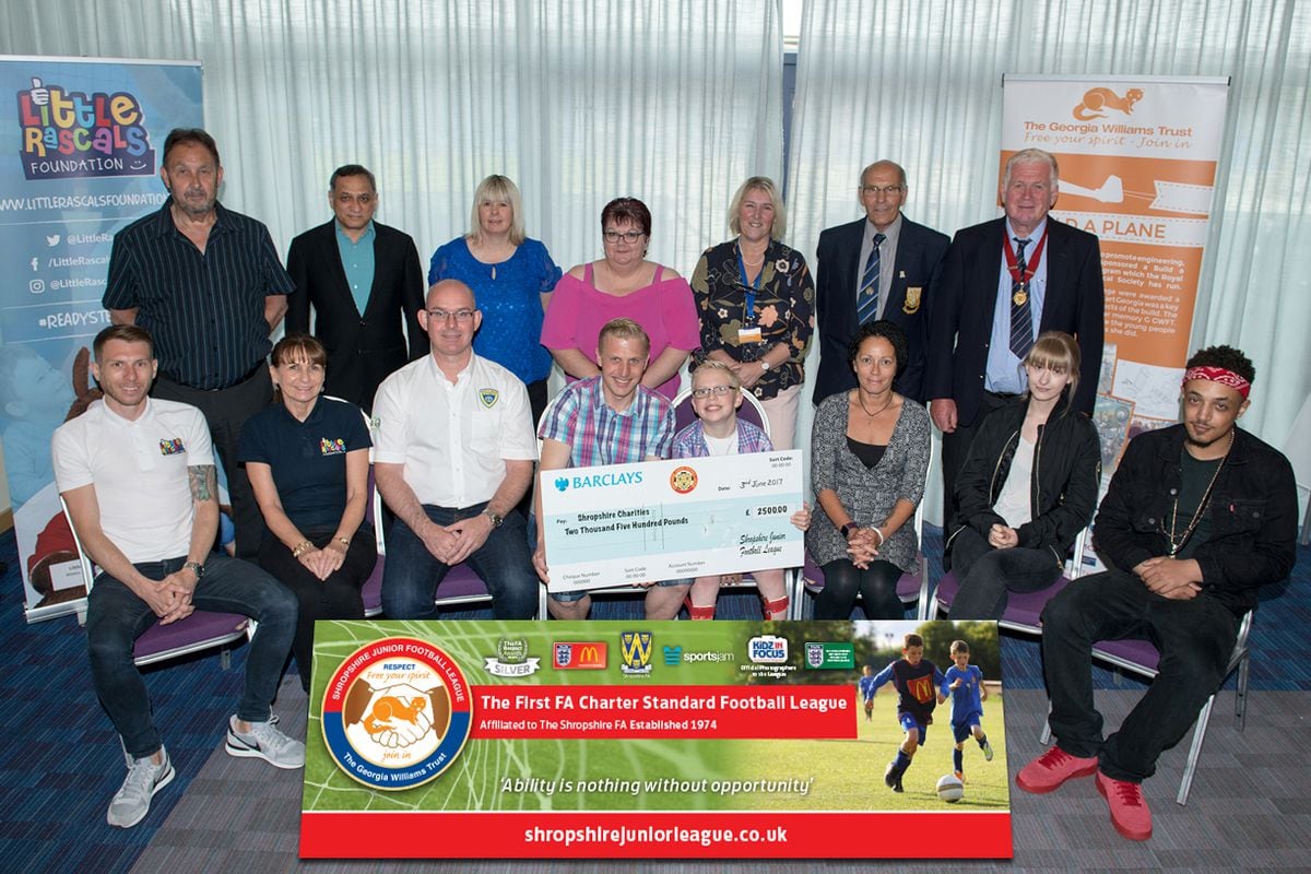 The Shropshire Junior Football League once again handed out cheques for £500 to numerous charities