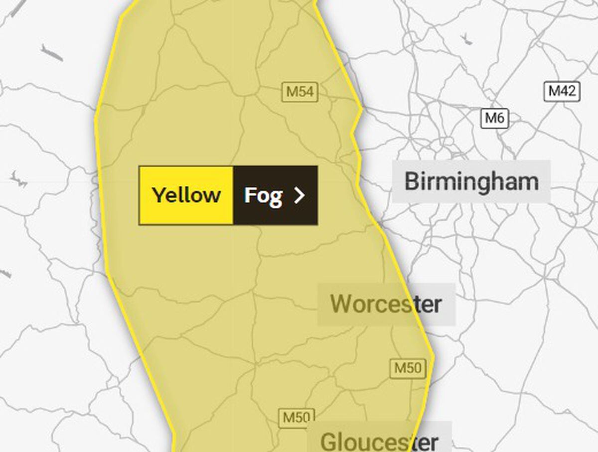 A yellow weather warning is in place for Shropshire and Mid Wales