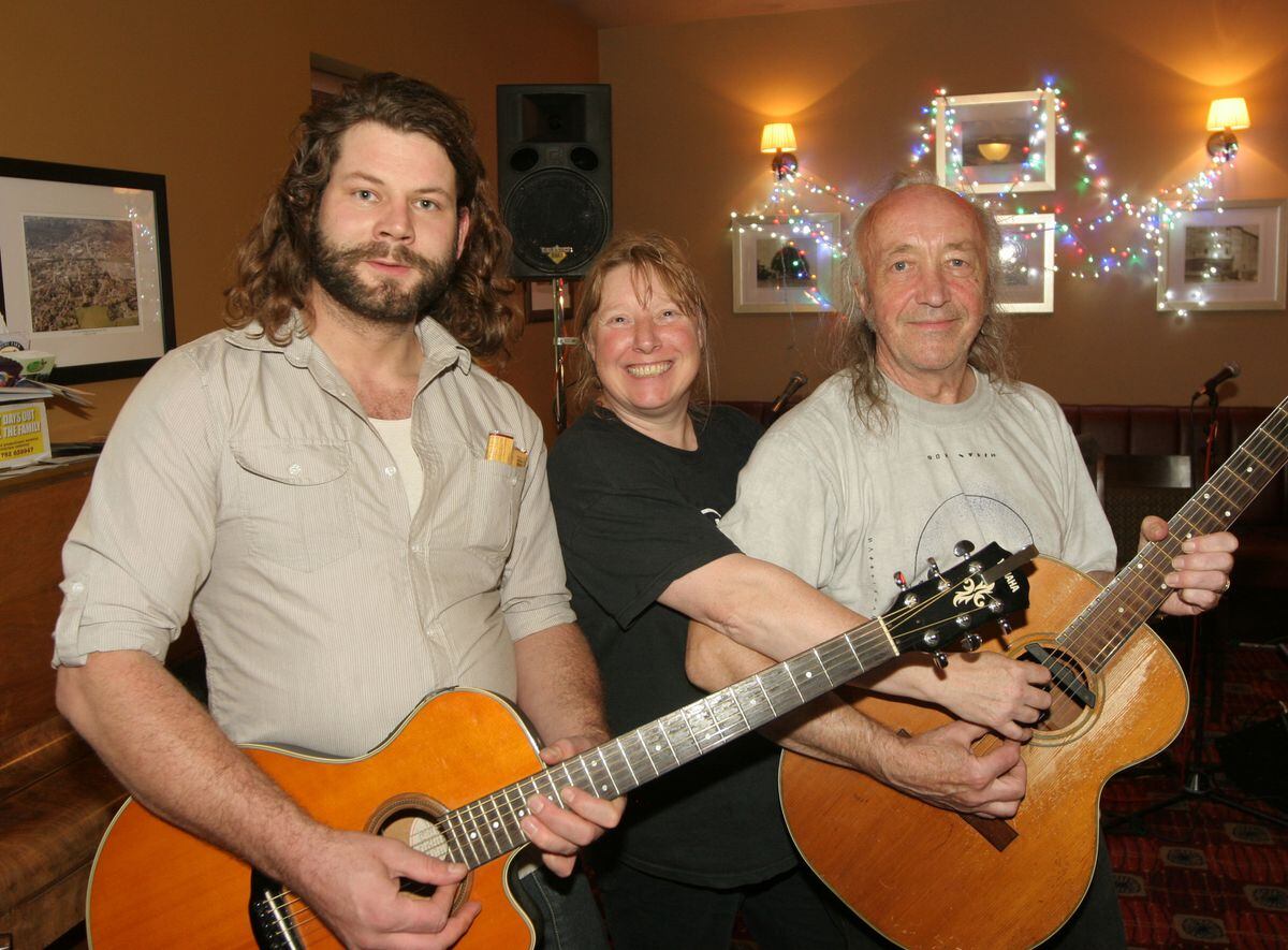 Open mic night at the Wrekin Inn, Wellington, from left 'Brentlee', Joanna Deacon and Tony McPhee.