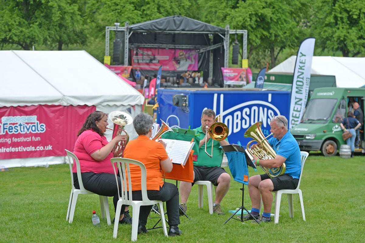 The Brass Buttons tuning up at Party in the Park