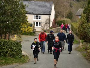 SHREWS WORDS REPORTERS. Walkers and runners out on the route of the Pontesbury Potter, in aid of the Severn Hospice. PIC BY BOB GREAVES. 8/3/2014.