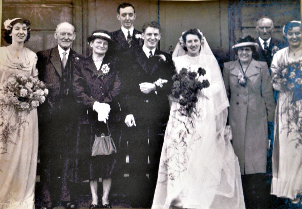Lawrence and Eileen at their wedding at Madeley Church