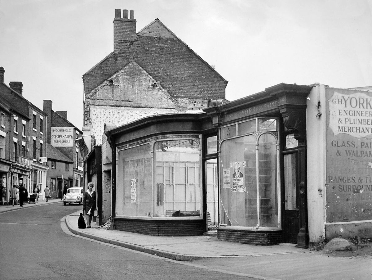 New Street, Wellington, pictured on April 4, 1967. The nearest premises can be seen to be G H York & Co paints. A different version of this picture was carried on the front page of the Shropshire Star of Wednesday, April 5, 1967, with a caption which read: 'Three of the shops in New Street, Wellington, which are being temporarily brought back into use as no decision has yet been taken on the town centre's redevelopment.'