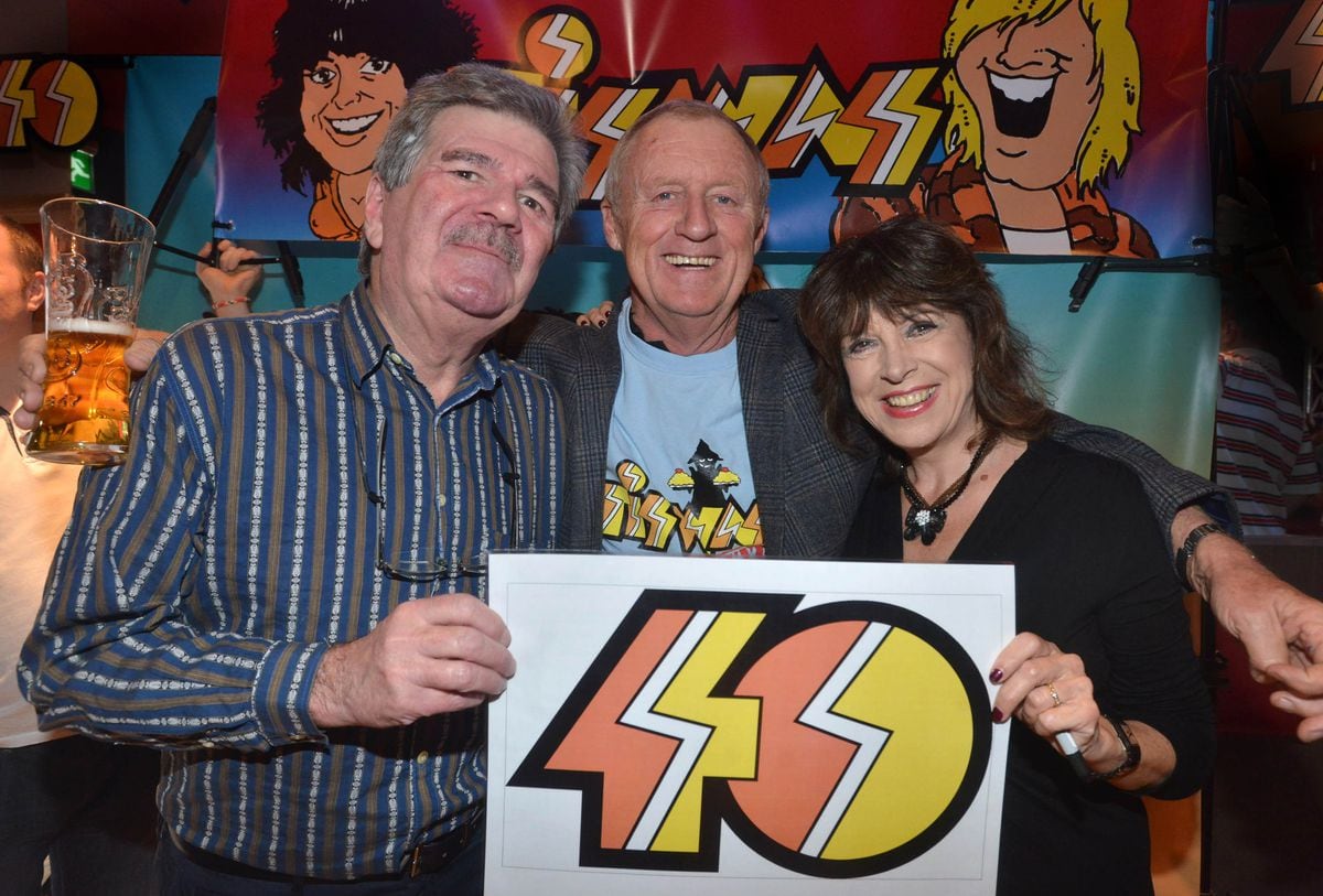 Chris Tarrant with Bob Carolgees and Sally James at a Tiswas reunion in 2014