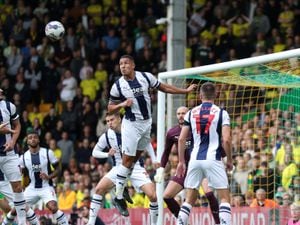Jake Livermore of West Bromwich Albion heads the pal clear of danger during the Sky Bet Championship between Norwich City and West Bromwich Albion at Carrow Road on September 17, 2022 in Norwich, United Kingdom. (Photo by Adam Fradgley/West Bromwich Albion FC via Getty Images).