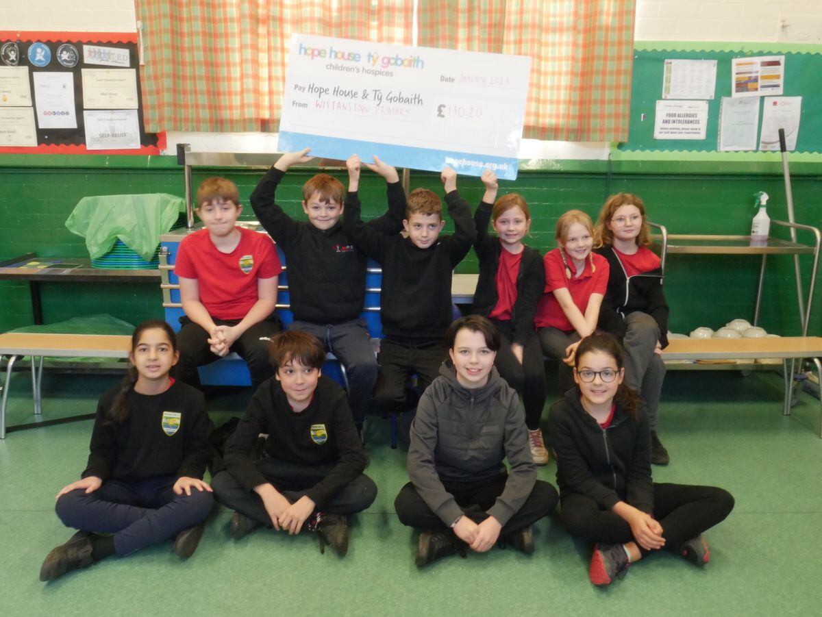Pupils from Wistanstow Primary School who raised £130 for Hope House Children’s Hospices 