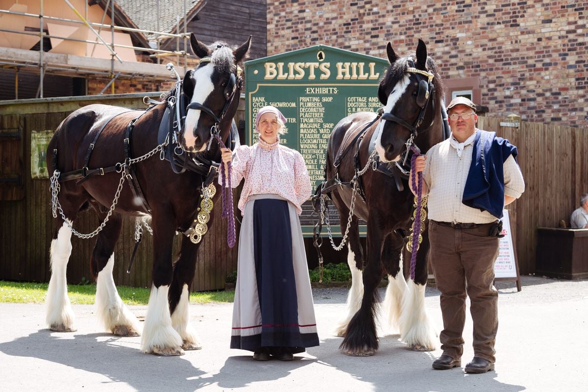 Pictured from left, Decade the horse, Alison Morris, Max the horse and Kevin Morris - Warwickshire Horse Carriages