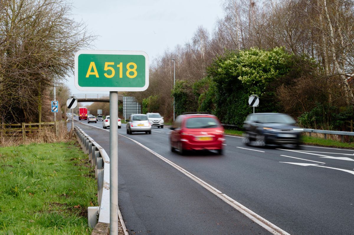 The A518 near Donnington