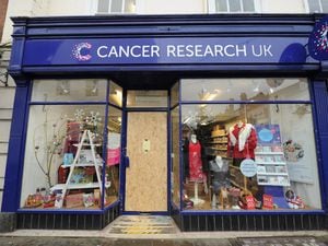 LAST PIC MNA PIC DAVID HAMILTON PIC  SHROPSHIRE STAR 31/12/2019 Cancer Research UK charity shop,  after it was broken into, at Waterloo Terrace, Bridgnorth..