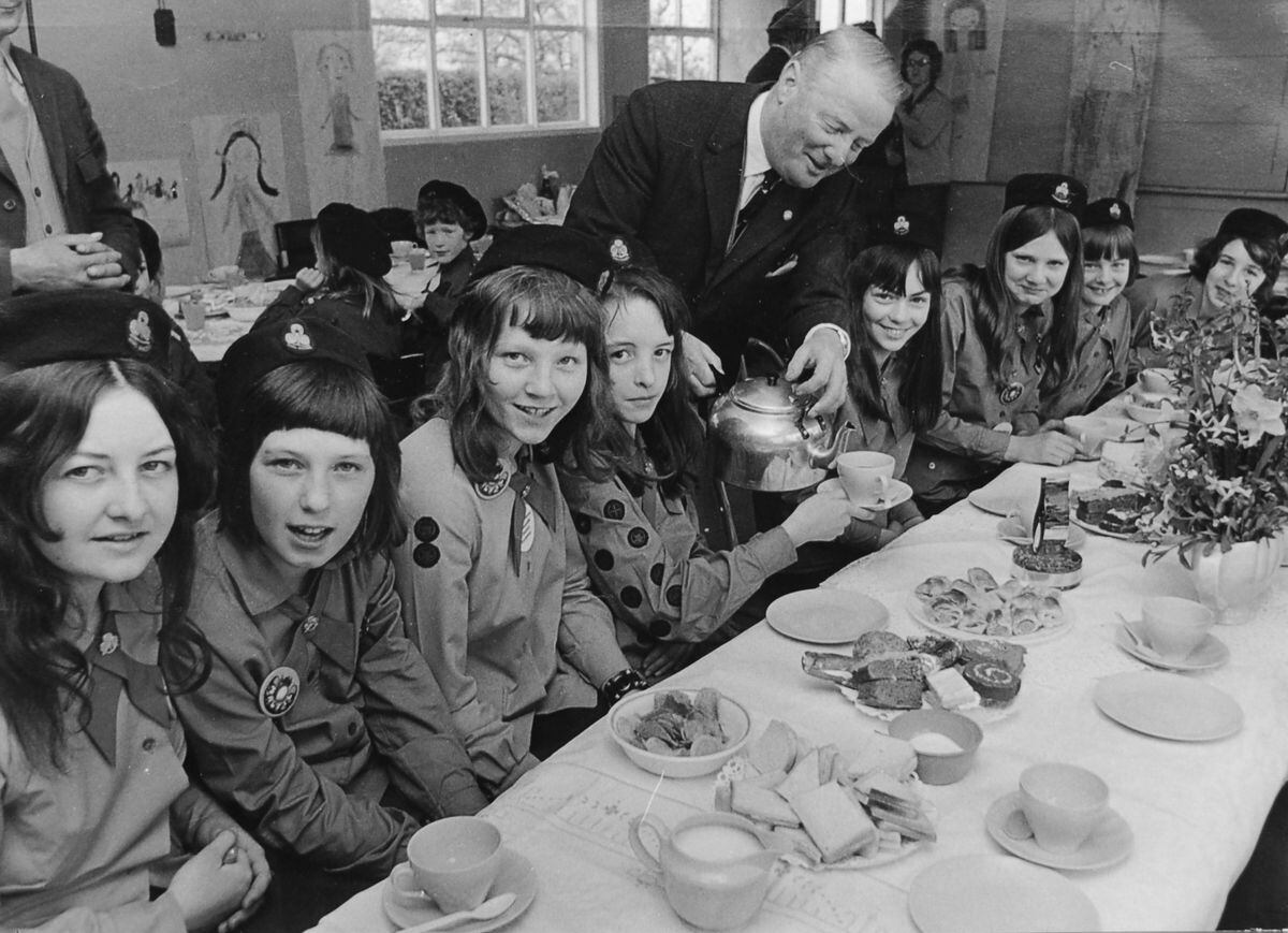 The picture which featured on our letters page last month: Mr G W Jeffreys, chairman of the parish council, poured tea to the eight guides of Swallow patrol from Llandysilio, Four Crosses, near Oswestry, in April, 1972, after they had won a fortnight's holiday in Mexico. From left, Pauline May, Heather Ellis, Pat Jones, Amanda Lloyd, Heather Passant, Gail Griffin, Christine May, and Pam Walker. They were given tea by the council on their return from the trip.