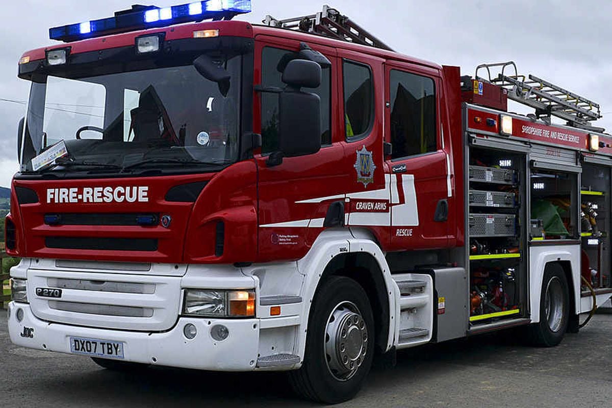 Caravan catches fire at Oswestry house